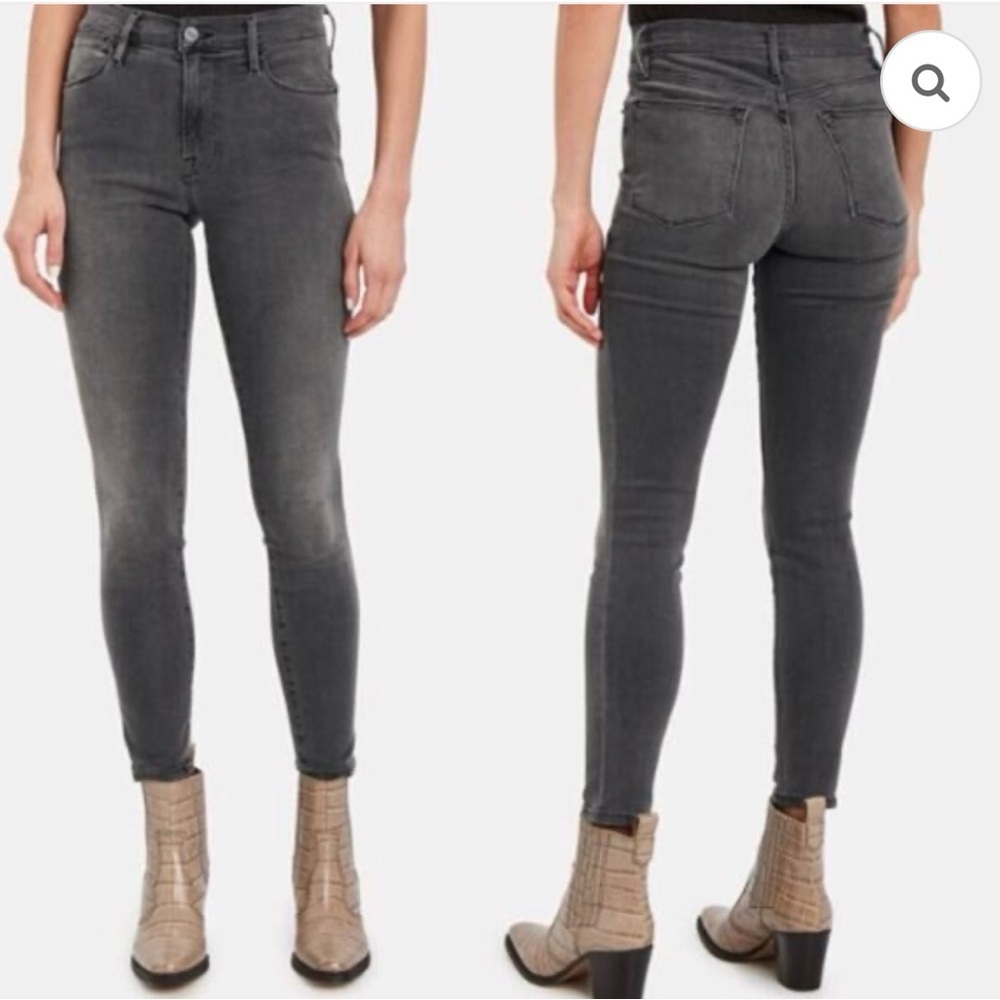 FRAME Grey Skinny Jeans High Rise Designer Denim Model Off Duty Chic Stretch Fit - Picture 4 of 12